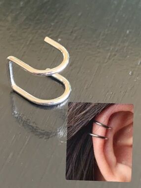 Silver double bar ear cuff
